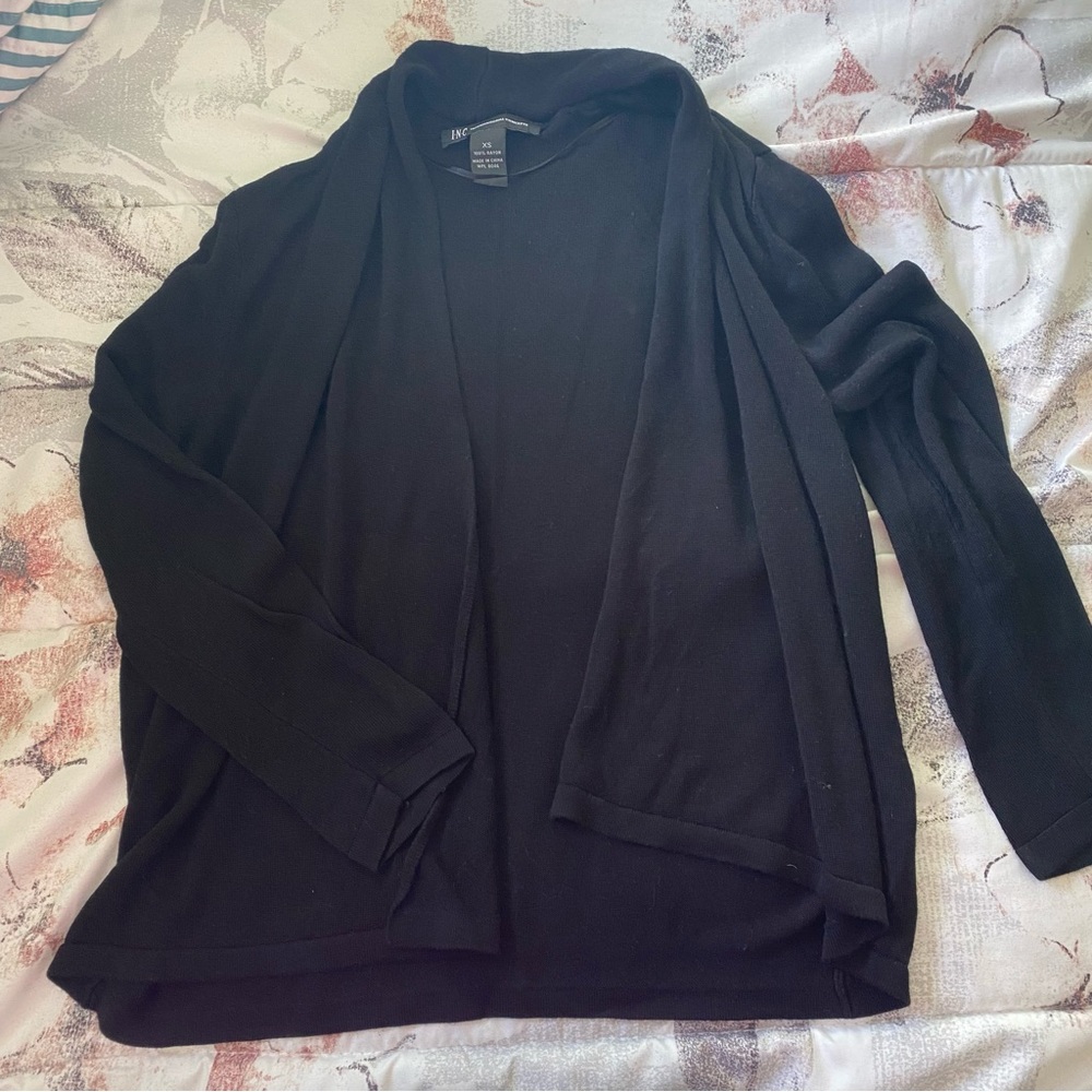 Inc Black Open Front Cardigan Size XS